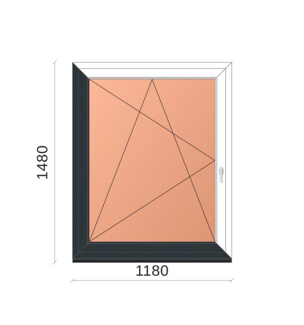 3 rétegű ablak 120x150 cm Bukó-Nyíló - Kívül színes Antracit