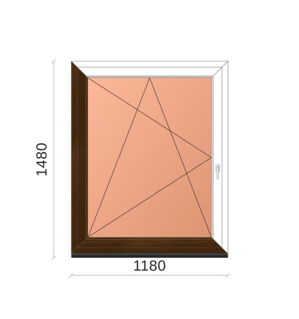 3 rétegű ablak 120x150 cm Bukó-Nyíló - Kívül színes Dió