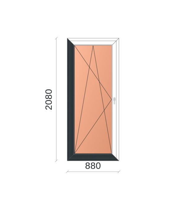 3 rétegű ablak 90x210 cm Bukó-Nyíló erkélyajtó - Kívül színes Antracit