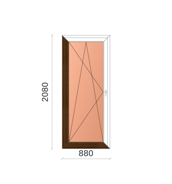 3 rétegű ablak 90x210 cm Bukó-Nyíló erkélyajtó - Kívül színes Dió